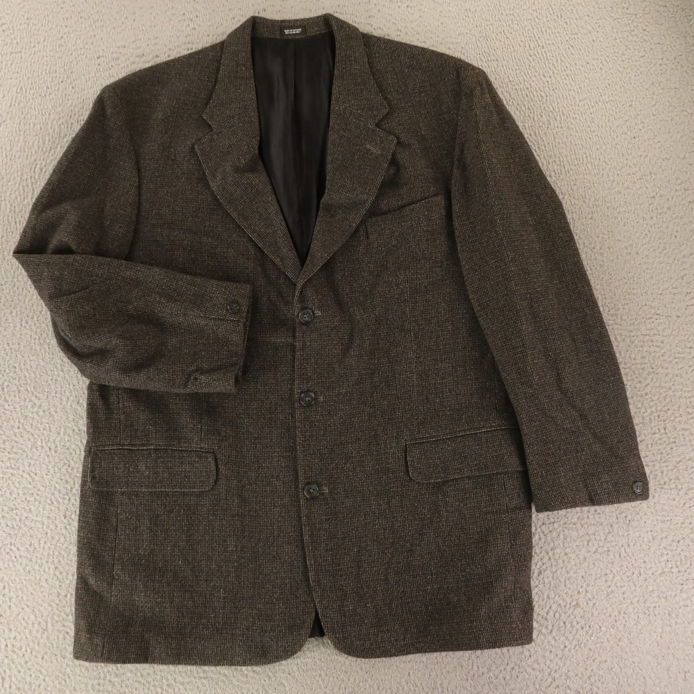 VTG Tweed Jacket 44L LT Gray Houndstooth Wool Camel Hair Blazer Made in Ukraine